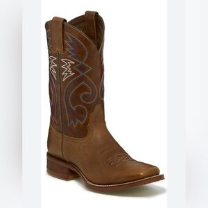 Nocona chestnut cowpoke western square toe leather boots sz 8.5 preloved